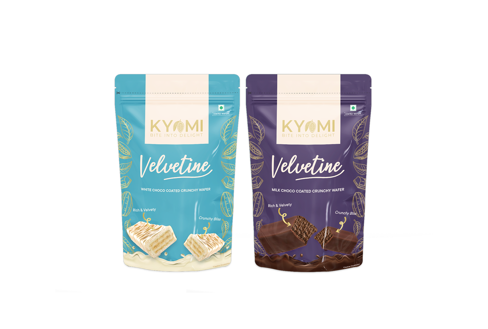 Velvetine New launch White Choco Coated & Milk Choco Coated Crunchy Wafers | 80g each